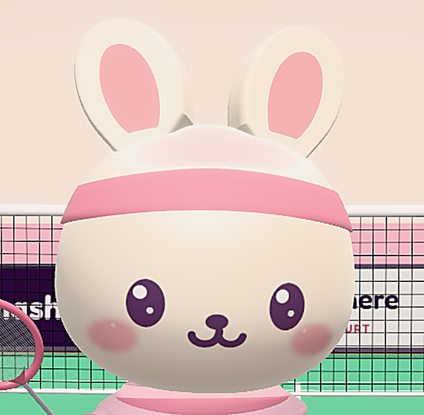 The rabbit, in a pink headband.