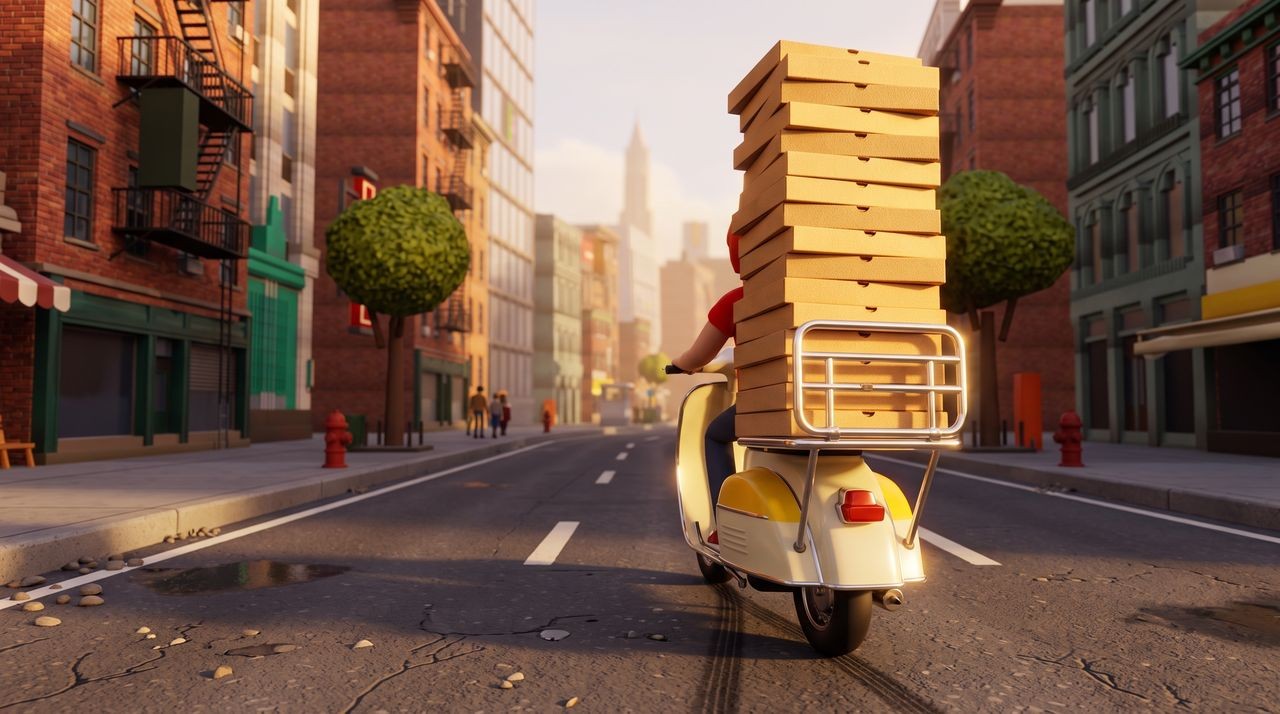 Pizza Delivery Runner, made with Crayon.