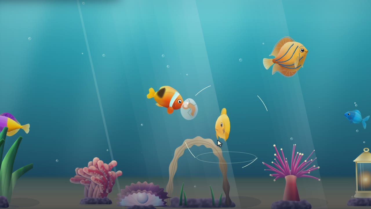 An egg cracking open in the aquarium.