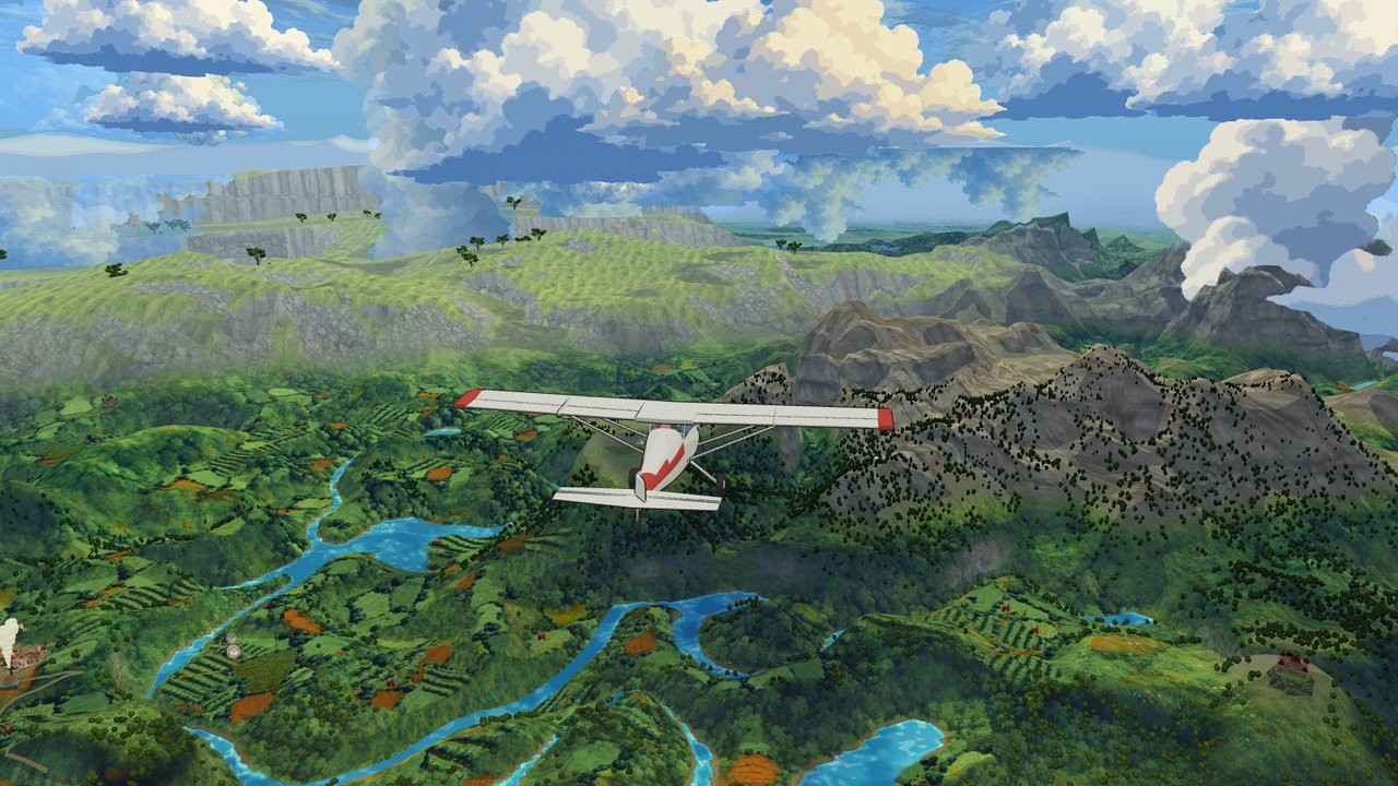 Banking over the river valley.