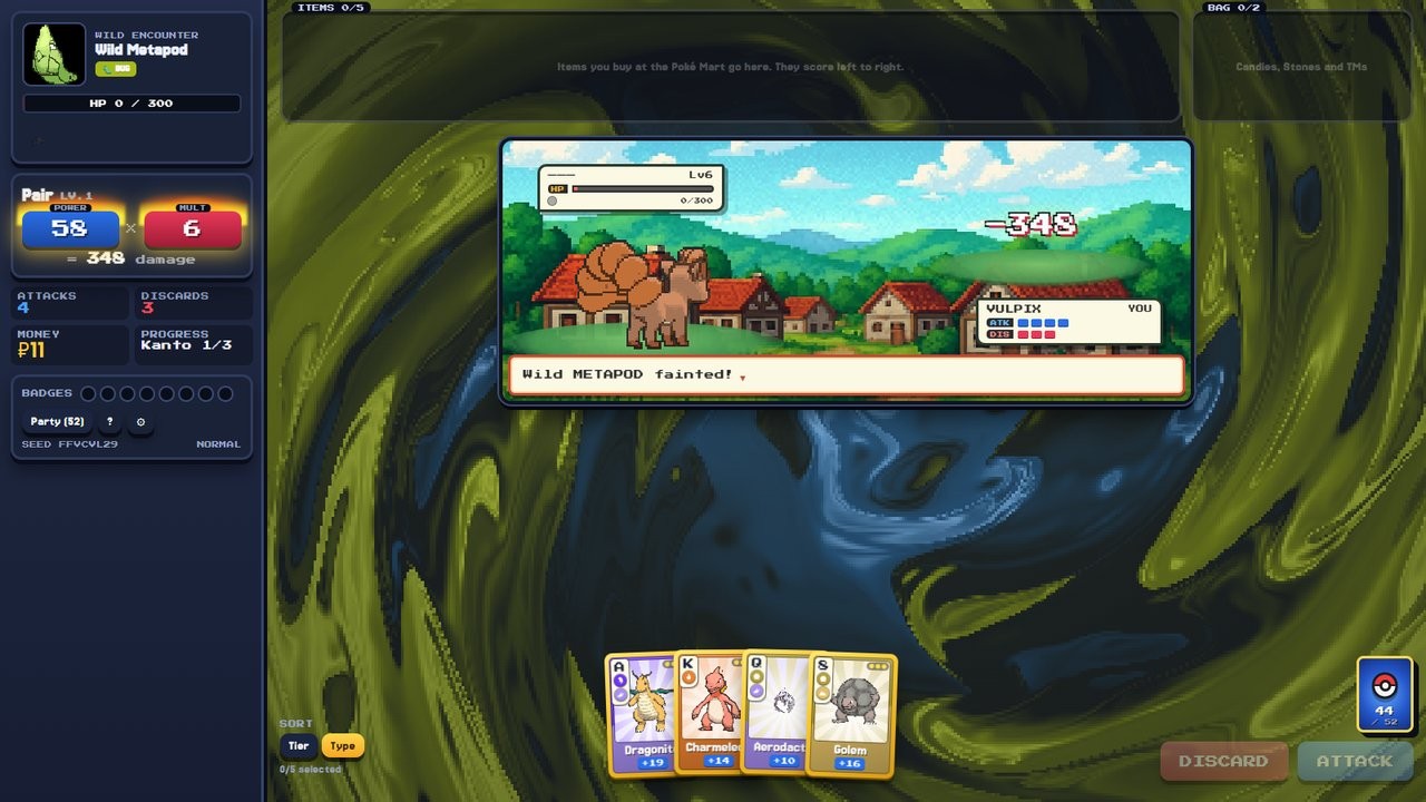 A pair scoring, with a super-effective bonus and an evolution Mult.