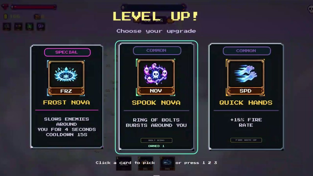 Level up - Frost Nova, Spook Nova or Quick Hands.