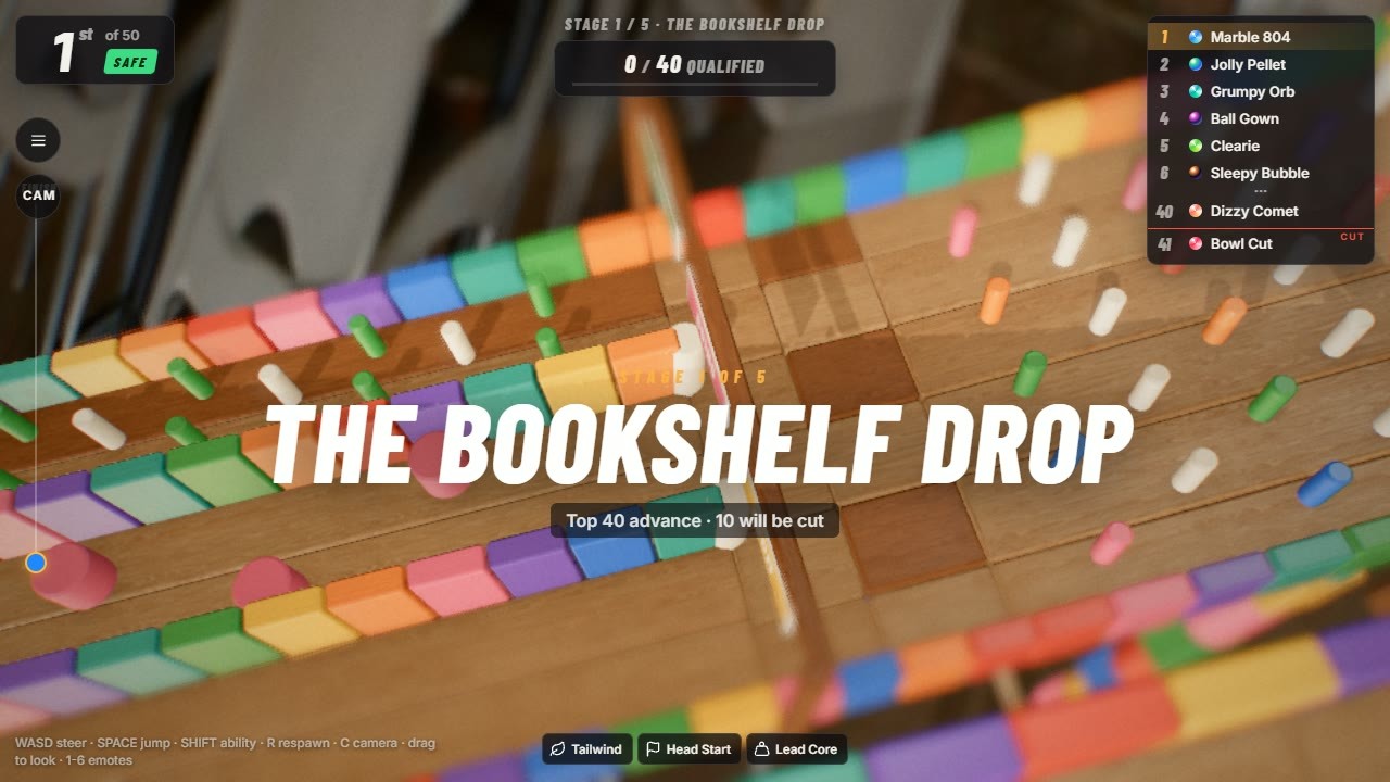 Stage one, The Bookshelf Drop - top 40 advance, 10 will be cut.