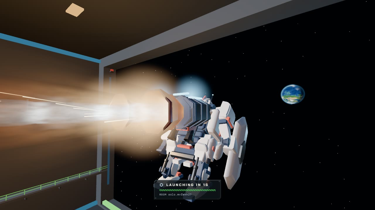 Launching out of the orbital hangar, the planet in view.