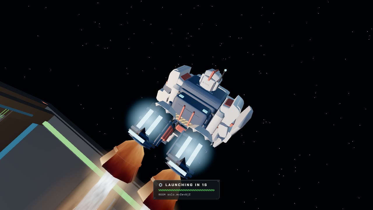 Boosters lit, clearing the hangar for the drop.