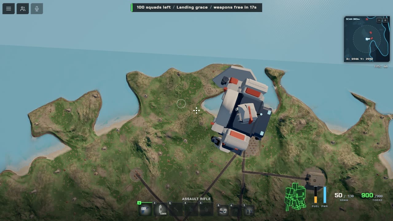 Falling to the island during the landing grace, before weapons are free.