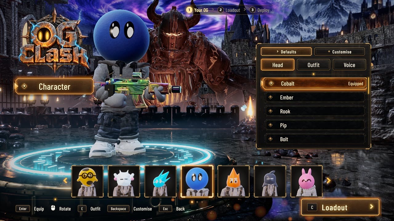 Choosing an OG, with its head, outfit and voice.