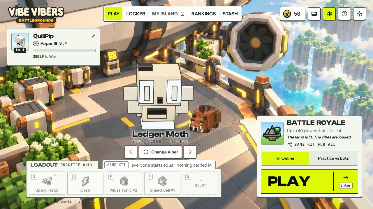 The Sunspine Skydeck lobby - your viber, the shared kit and Battle Royale.